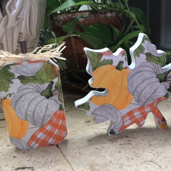 2 Sided - Handcrafted Pumpkin and Leaf - Picture 5 of 5